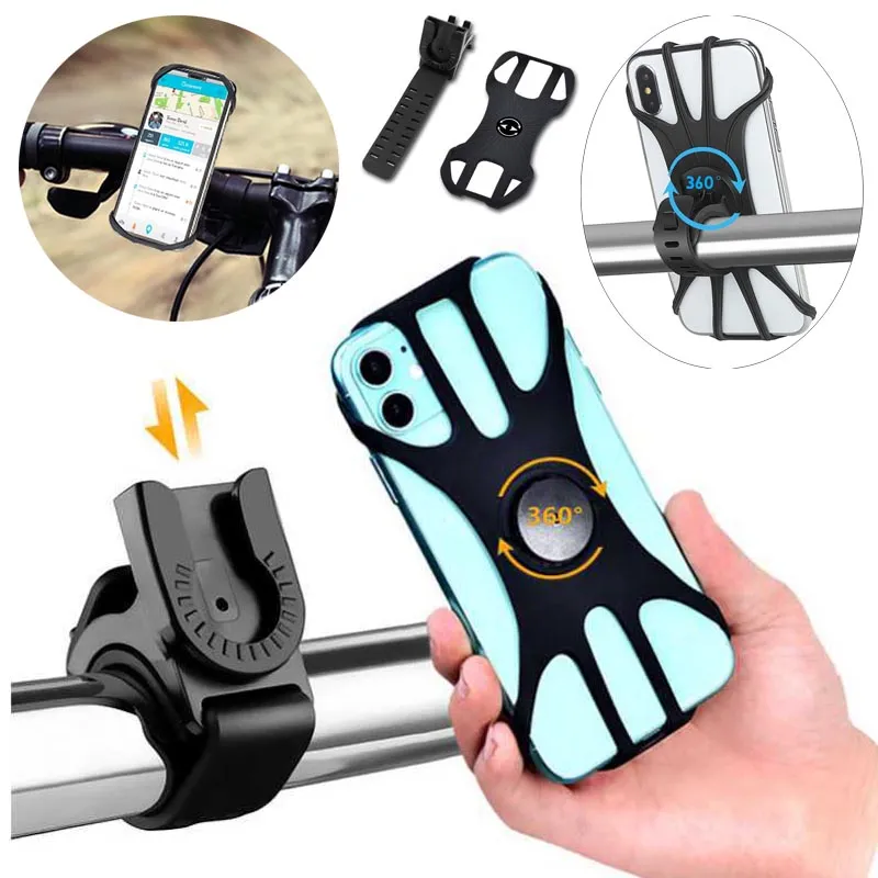 Support de téléphone de vélo universel, Rotation à 360 °, support de téléphone de vélo, support de guidon de moto pour GPS 4-6,5 pouces