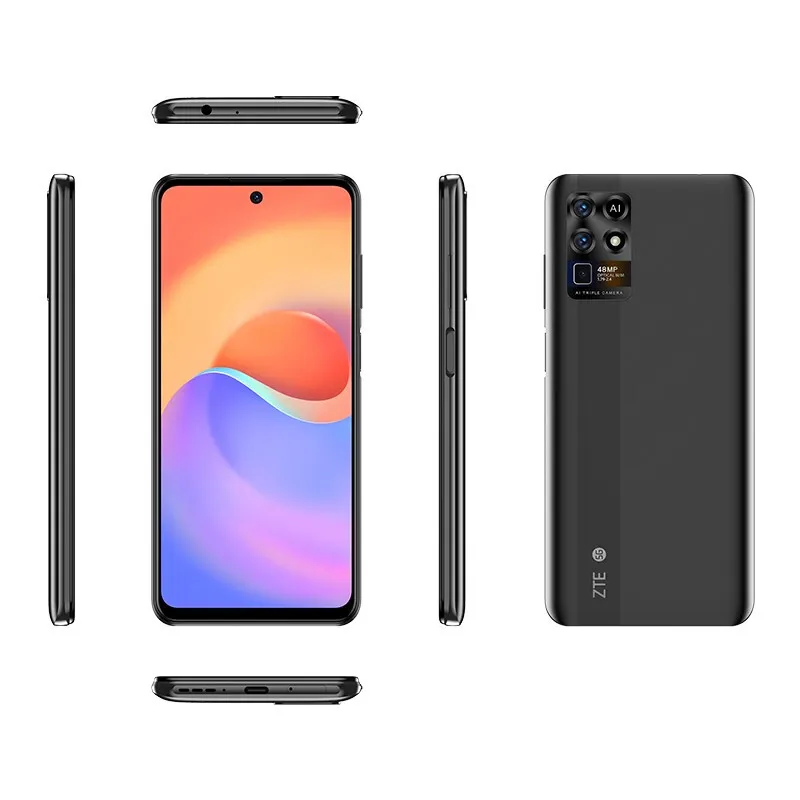 Téléphone portable d'origine ZTE S30 SE 5G 6 Go de RAM 128 Go de ROM Octa Core MTK Dimensity 700 Android 6.67 "Plein écran 48.0MP AI 6000mAh Face ID Fingerprint Smart Cell Phone