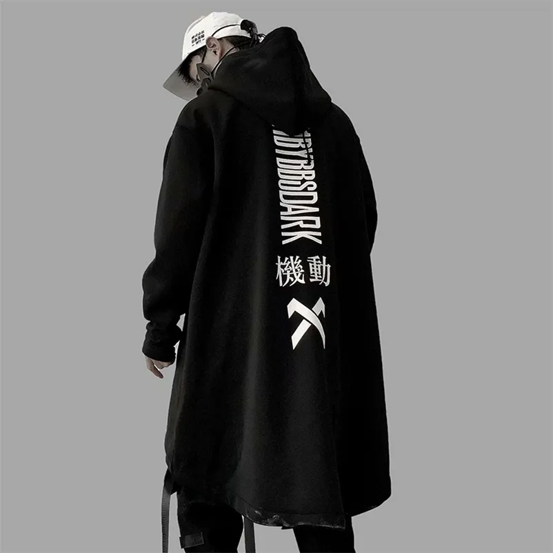 エイプリルモモの男性ハラジュクヒップホップコートオスジャケット特大長いパーカーコットンファッションスワッグコートコートストリートウェアホンブレ201218