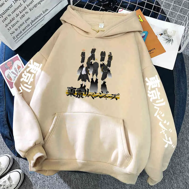 Anime Tokyo Revengers Art Comics Sweat À Capuche Hommes Mignon Surdimensionné Hoodies Casual Polaire Vêtements Automne Chaud Ras Du Cou Streetwear Homme H1227