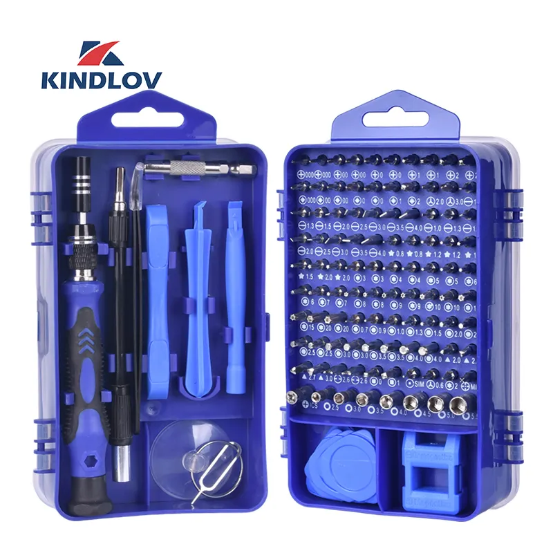 KINDLOV Kit d'outils de réparation de téléphone Tournevis de précision 115 en 1 Magnétique Torx Hex Bit Tournevis Bits Isolés Multitools LJ200815