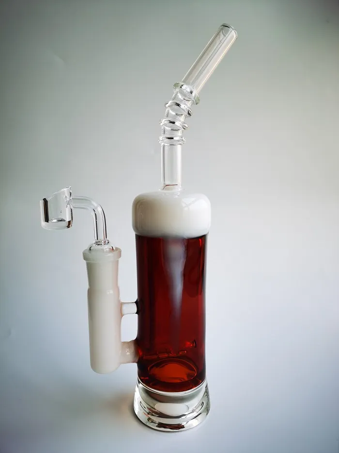 Vintage Drinken Bier Perc Glas Bong Water Roken Hookah Pijp 18mm Gezamenlijke Bubbler Percolie DAB Rigs kan klantlogo plaatsen