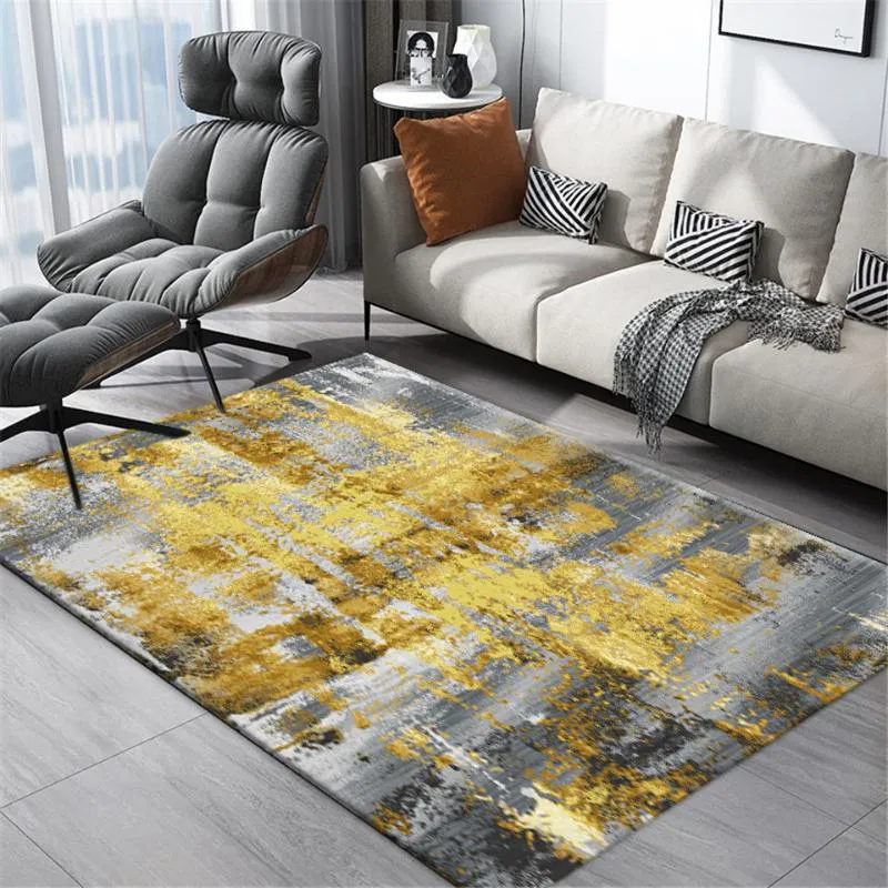 Salon de tapis de tapis nordique de style nordique gris or moderne