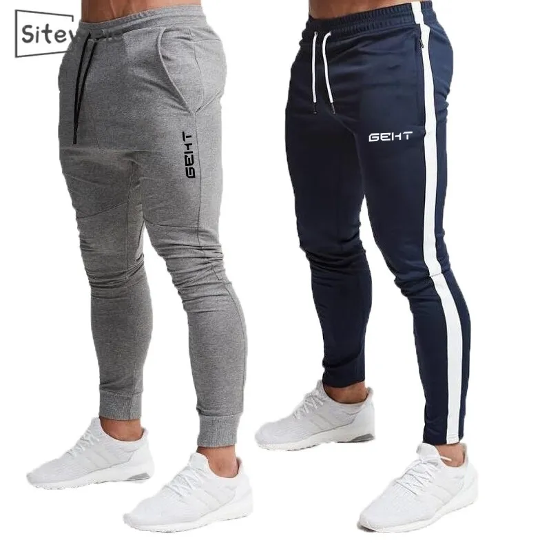 SiteWeie Mens Algodão Jogadores Esporte Corrida Calças Fitness Homens Sportswear Tracksuit Bottoms Skinny Sweatpants Gyms L247 201125