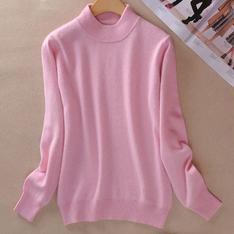 Autumn Cashmere Wool Women's Sweater Jersey Pink Beige Warm Soft Women Pullovers Sweaters Winter Fashion Jumper Female 2XL 201130