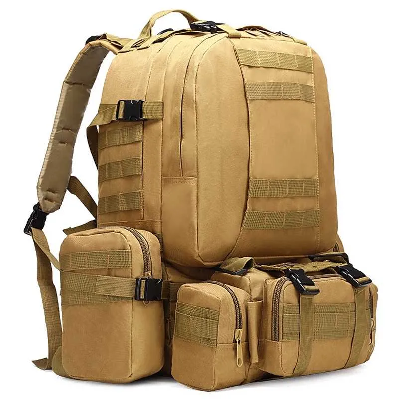 50L Tactical Backpack 4 in 1 Military Bags Army Rucksack Backpack Molle Outdoor Sport Bag Men Camping Hiking Travel Climbing Bag 211224