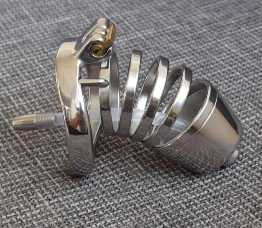 尿道のカテーテルスパイクリングBDSMセックスおもちゃ84Aが付いている男性のボンデージステンレス鋼の純粋なベルトケージ装置