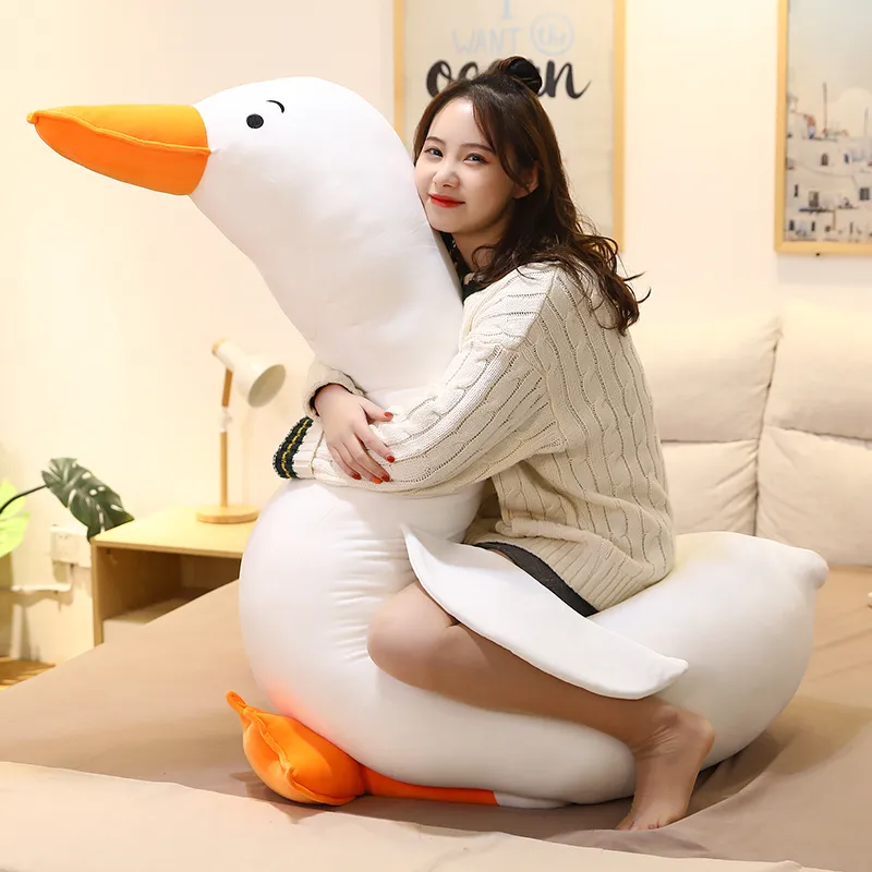 New Giant Cartoon Goose Plush Toy Big Cute Soft Animal Duck Doll Sleeping Pillow for Girl Baby Gift 160cm 200cm DY50924