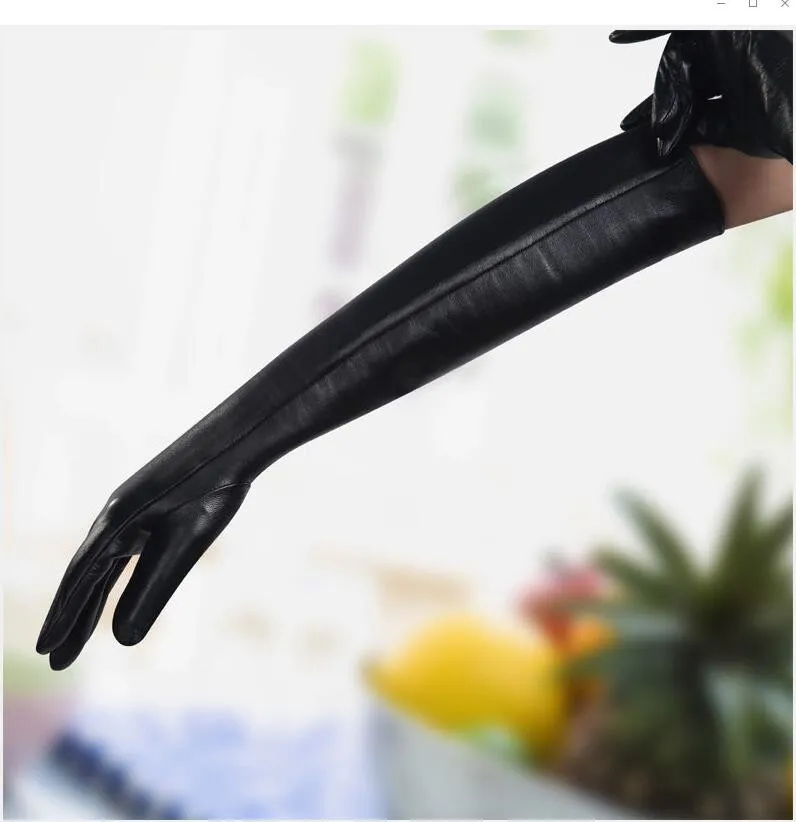 Women Long tube sheepskin gloves Genuine Leather Sexy soft Driving Folded diamond grid rhombus soft warm Wedding dance bride finge4671994