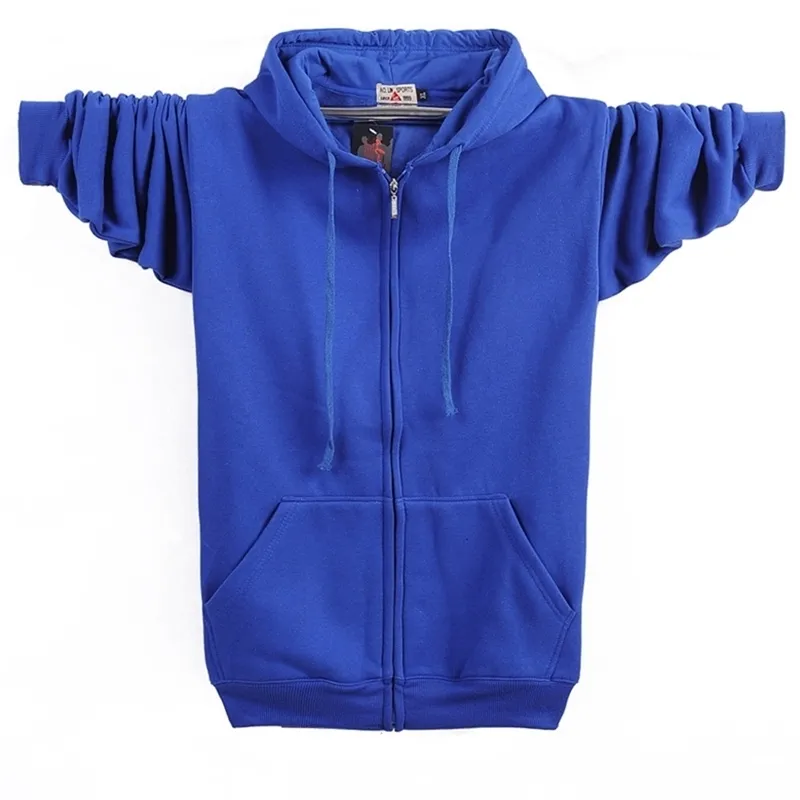 Automne Hiver Fashion Zip-Up 95% Coton Loable Sweat à capuche Lugette Femmes Zipper Velvet Longue manteau Boyfriend Hooded Blue Plus Taille 201211