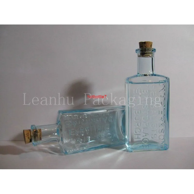 50ml hellblaue englische englische geschnitzte rechteckige Parfümflasche, speziellen kosmetischen Behälter, 12pcs / lot, hochwertige schöne farbige qualität
