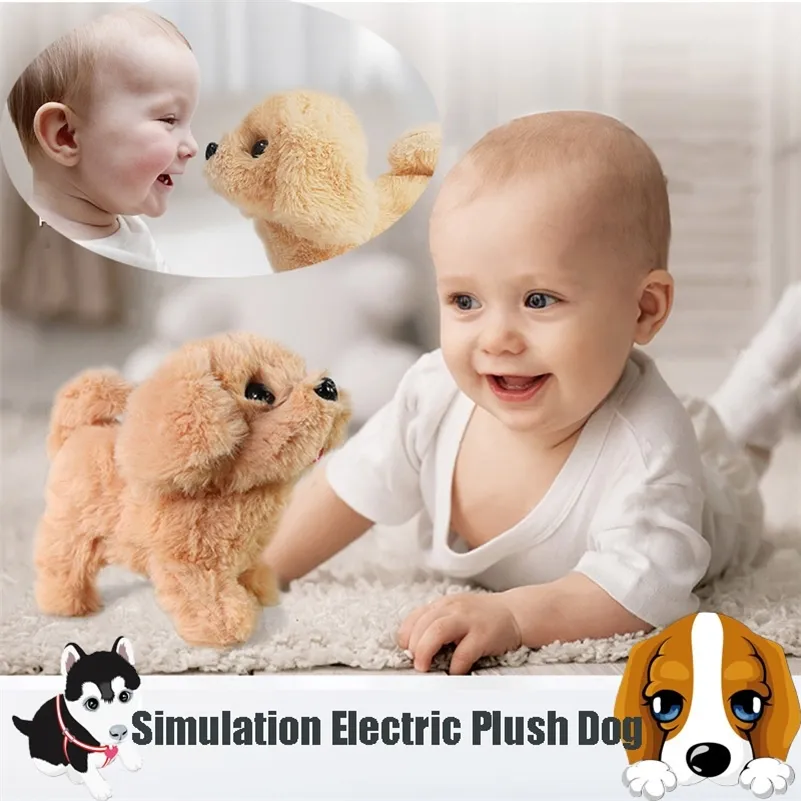 Perrito interactivo Puppy Toys Electronic Robot Dog Peluche juguetes para niños Muñeca Cumpleaños Navidad Regalo de cumpleaños LJ201105