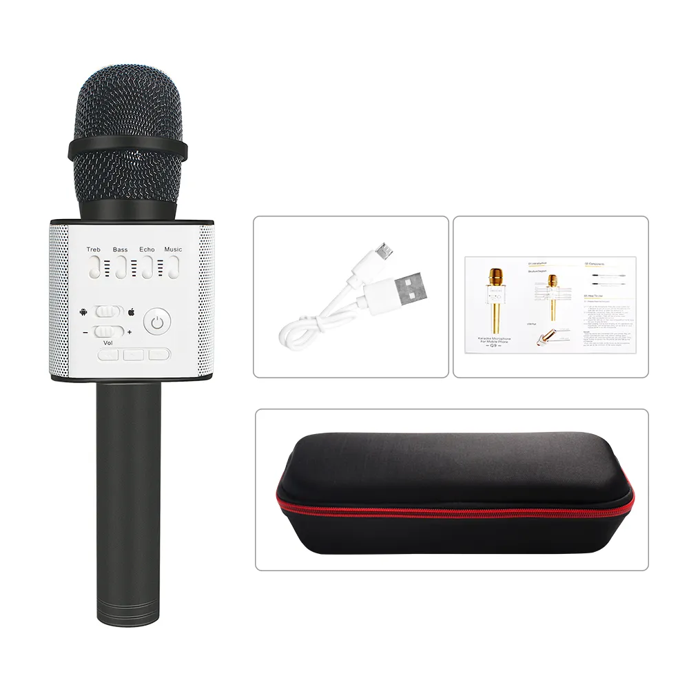 Q9 Bluetooth Microphone Wireless Mobile Phone Microphone Sing Record Portable Mic Ws858 Upgrade Karaoke Microphone Home Ktv
