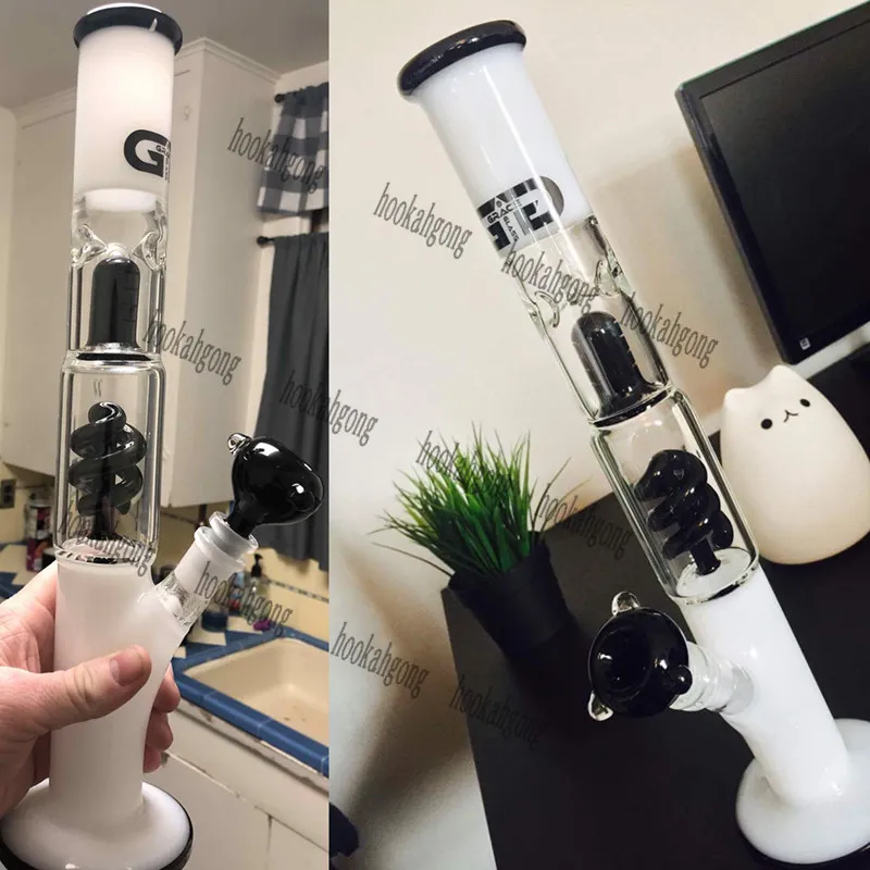 13 inch bong Zwart en wit dik glazen waterpijpen Roken glazen waterpijp Waterpijpen Shihsa Heady Dab Rigs Dabber met 14 mm joint Willekeurige kleur