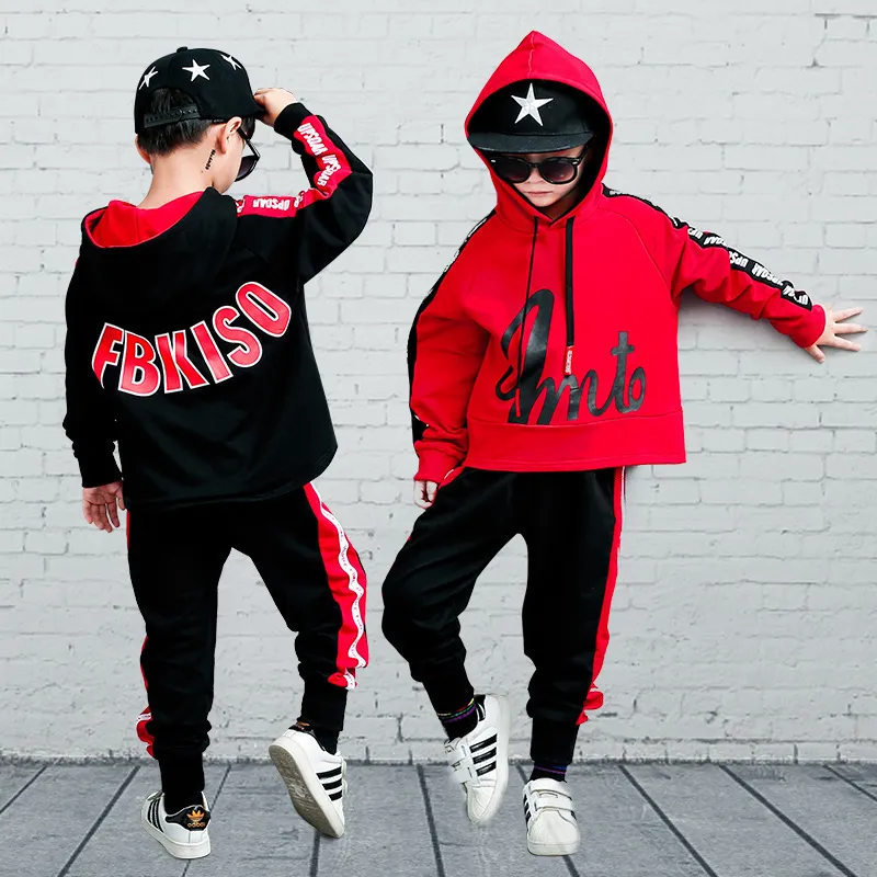 New Hip Hop Boys Jazz Dancing Clothes Red Suit Vest Cargo Pants Ballroom Hip  Hop Dance Costume Girls Fashion Clothes Bl Color 2pcs size 180cm