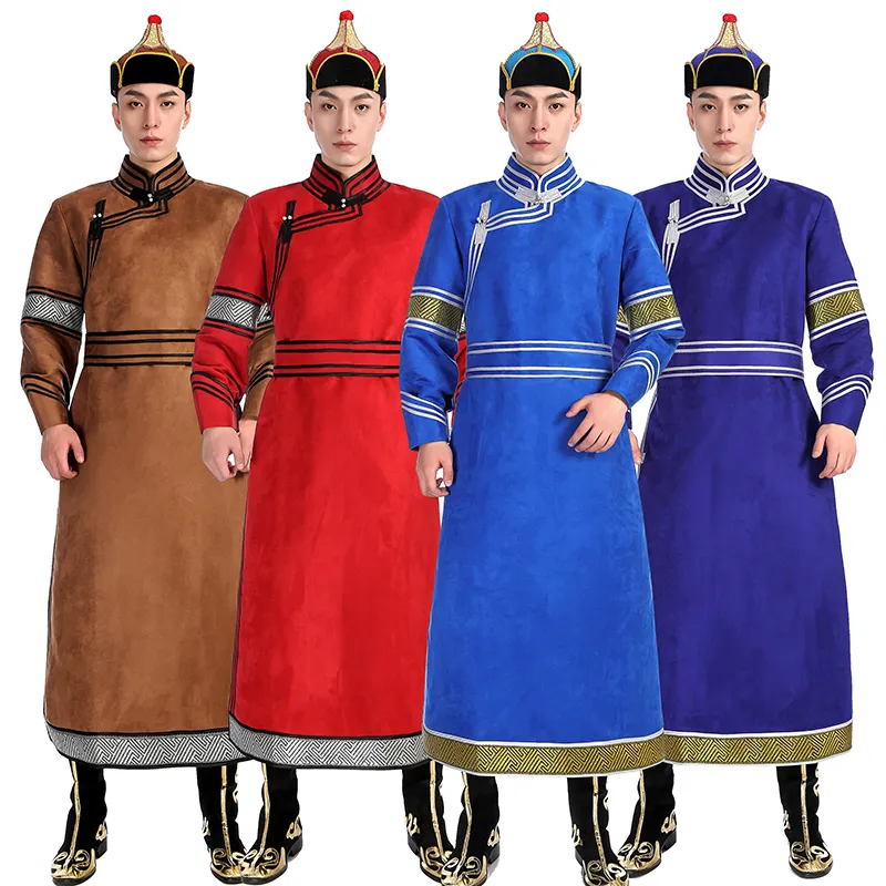 Kostiumy mongolskie dla mężczyzn odzież etniczna Festiwal Party Szata Tradycyjna Mongolska Suknia Klasyczna Taniec Ludowy Azjatycki Outfit