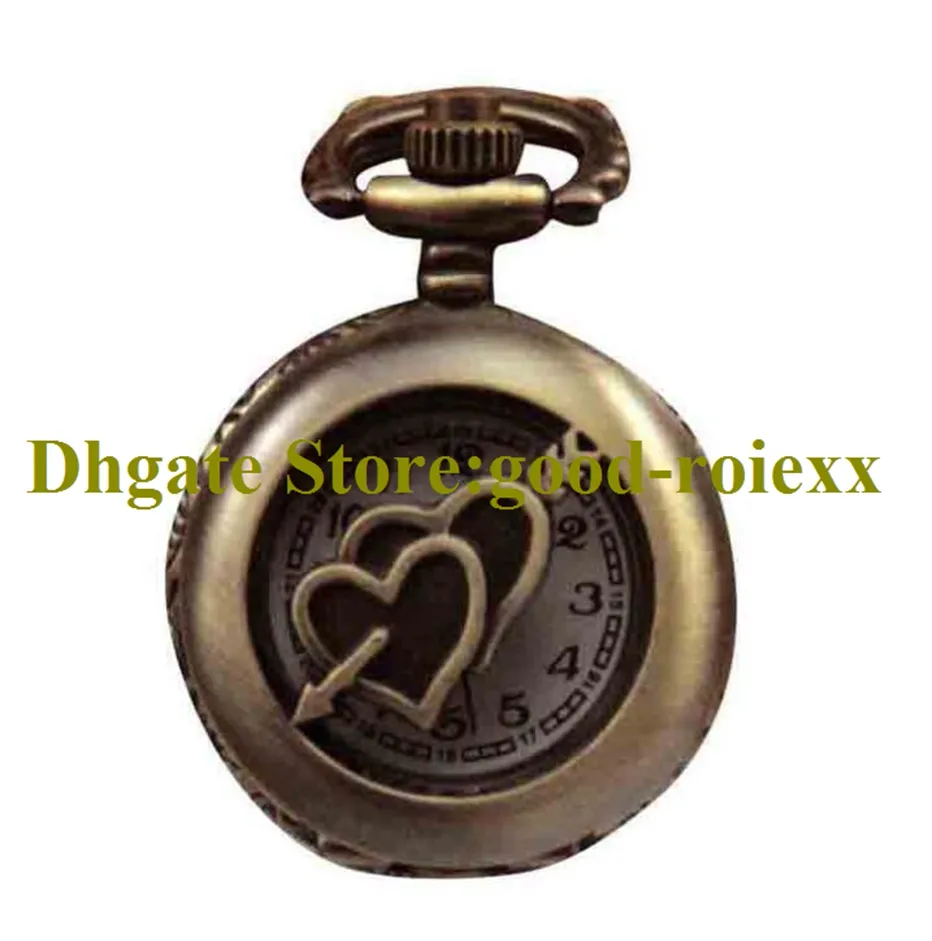 Heart-shaped Vintage Small Model Women's Pocket Watch Necklace Accessories Sweater Chain Ladies Hanging Watches Quartz Ladys AA00145