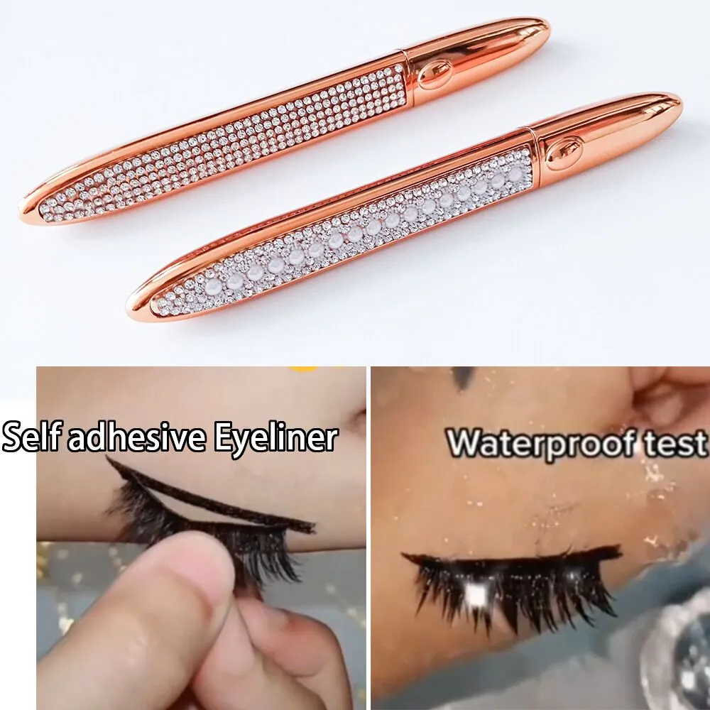Self-adhesive Glue-free Eyeliner Lash Glue Pen Black Eyeliner 2 in 1 Waterproof Long Lasting Eye Liner Pencil