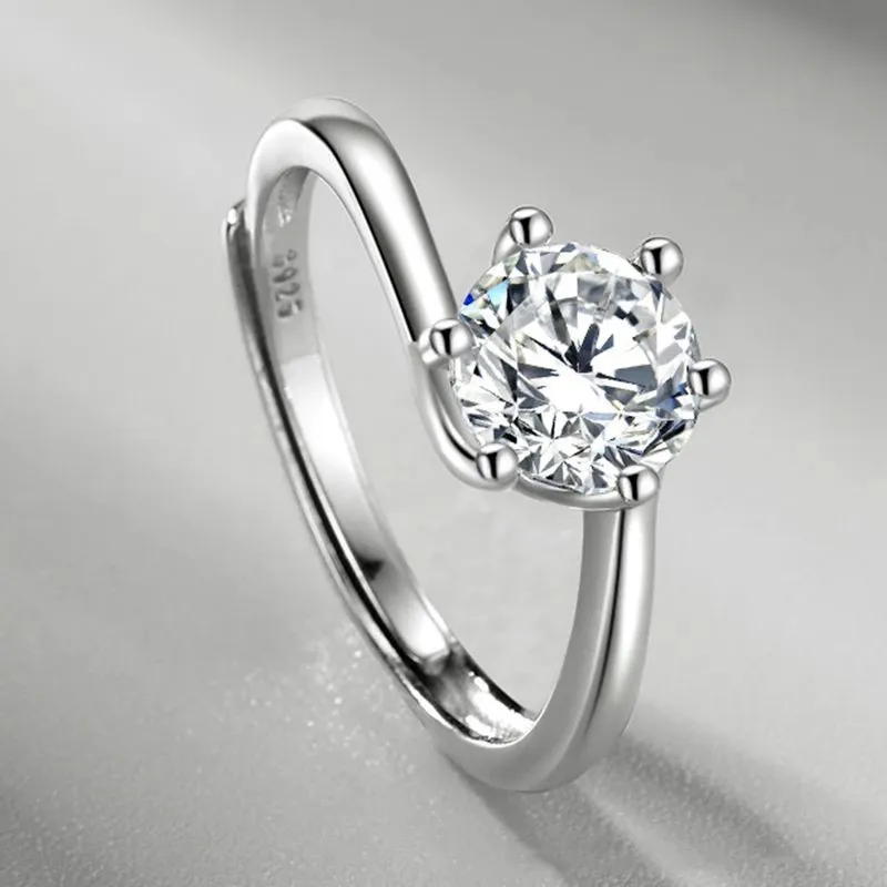 일본과 한국 S925 실버 Moissanite 패션 크리 에이 티브 디자인 꽃 반지 결혼 제안서 로맨틱 여성 쥬얼리 선물