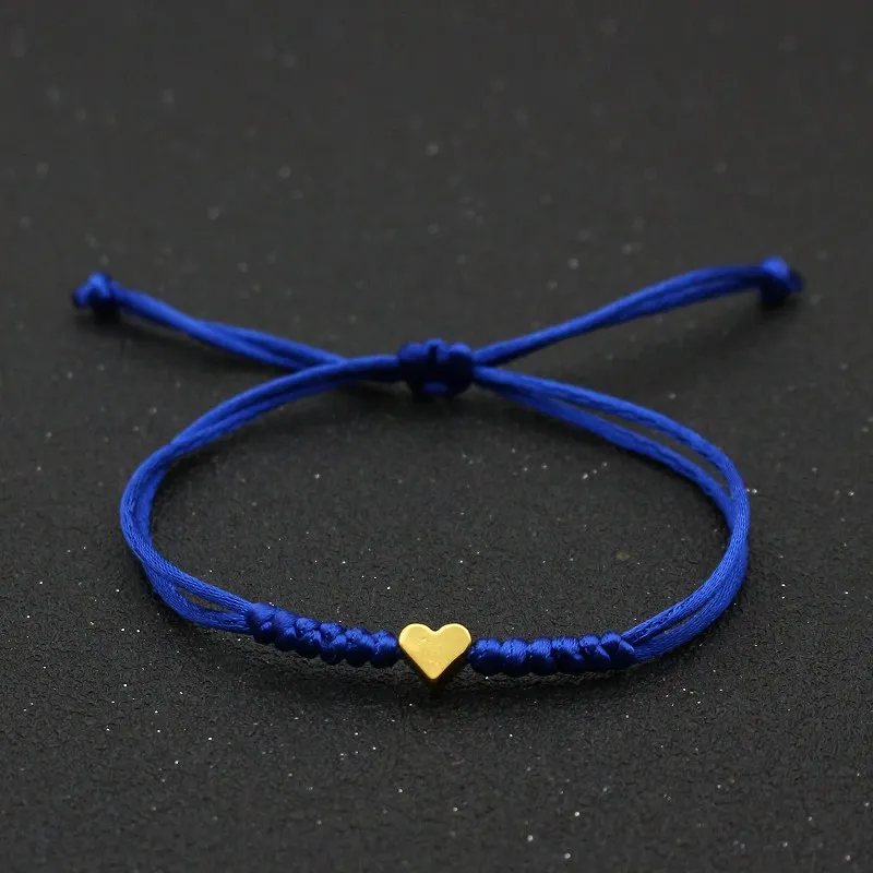 Gold Silver Love Heart Charm Bracelet Women Men Lovers` Wish Good Lucky Red String Braided Adjustable Couple Bracelets Friendship Jewelry