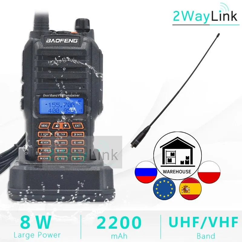 8W Baofeng UV-9R IP67 للماء المزدوج باند هام راديو اسلكية ناتج 10km uv-9r بلس uv-XR الأشعة فوق البنفسجية 9r uhf vhf راديو محطة