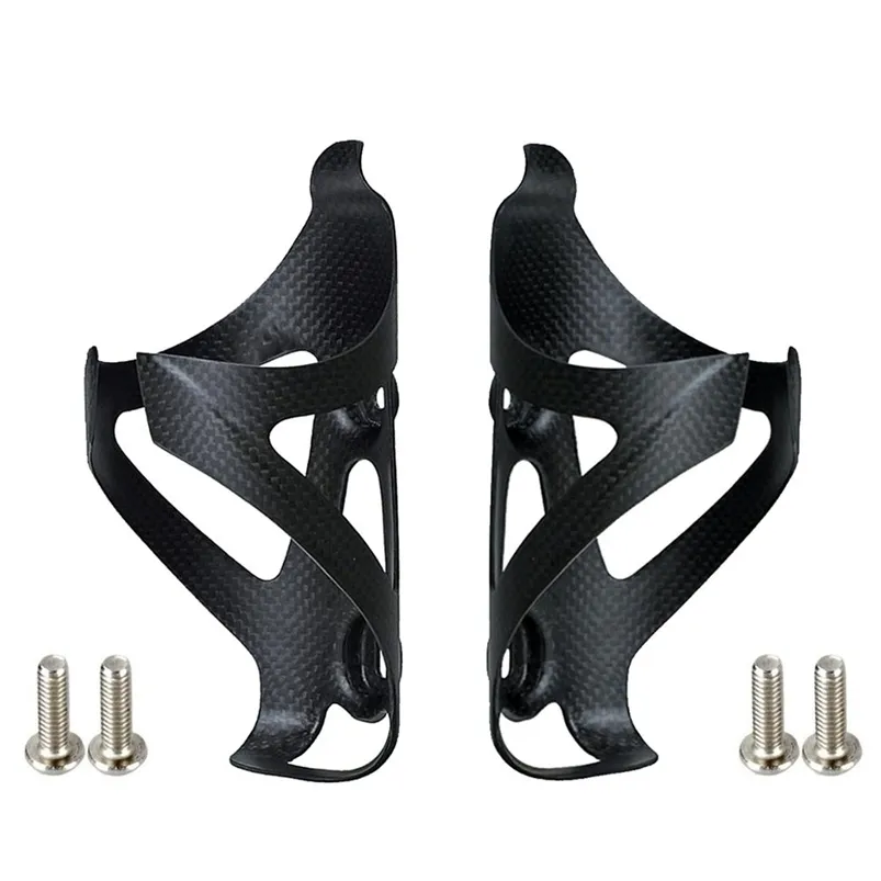 2st full kolfiber Cykelvattenflaska Bur MTB Road Bike Holder Ultra Light Cycle Utrustning Matte / Light 220303