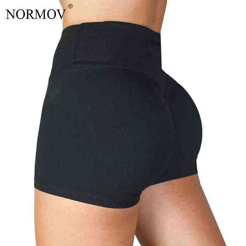 Normov shorts kvinnor svart hög midja push up träning shorts kvinnor avslappnad solid färg sommar fitness shorts y220311