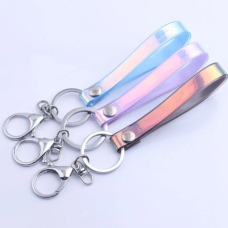 LASER MAGIC FÄRG LÄDER KORT LANYARD KEYCHAIN ​​NECK REMS FÖR BIL BAG USB CAMERA PENDANT HANG ROPE MOBILT TEP4366304