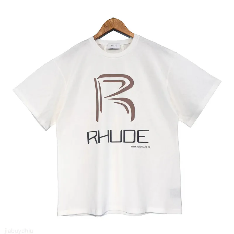White Rhude World Championship t Shirt Men Women Hip Hop Casual Loose Tee Best Quality Summer Daily Tops Collar Tag