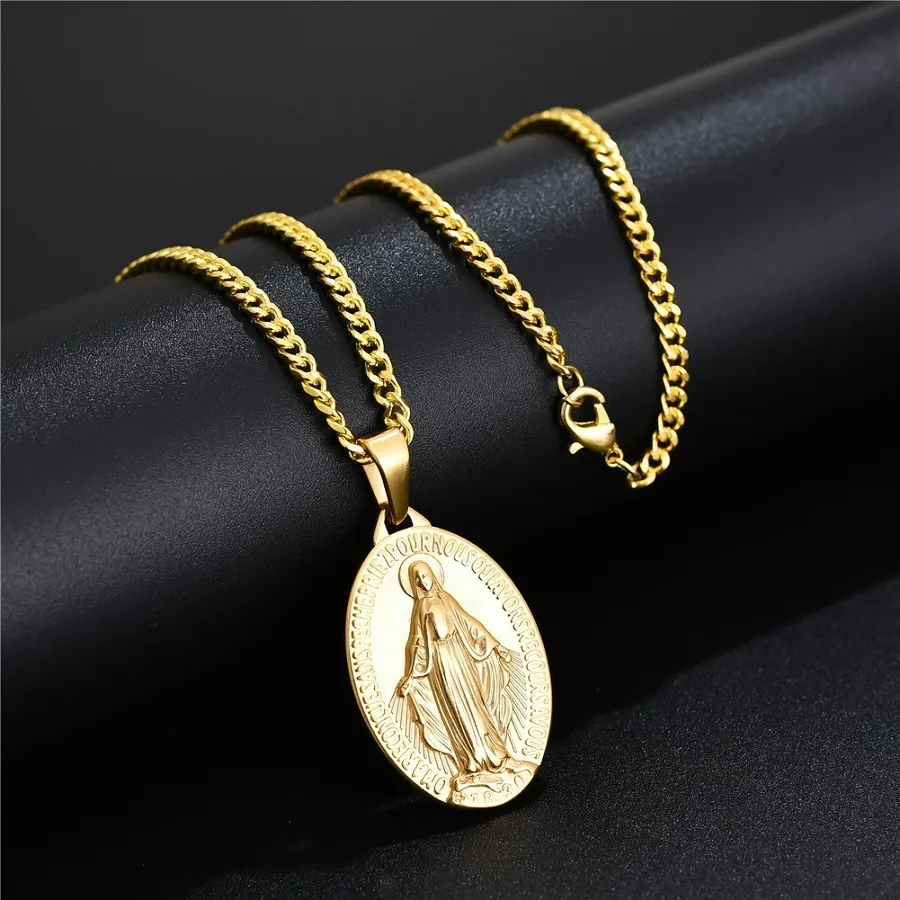 Gold plated hotsell virgin mary necklace
