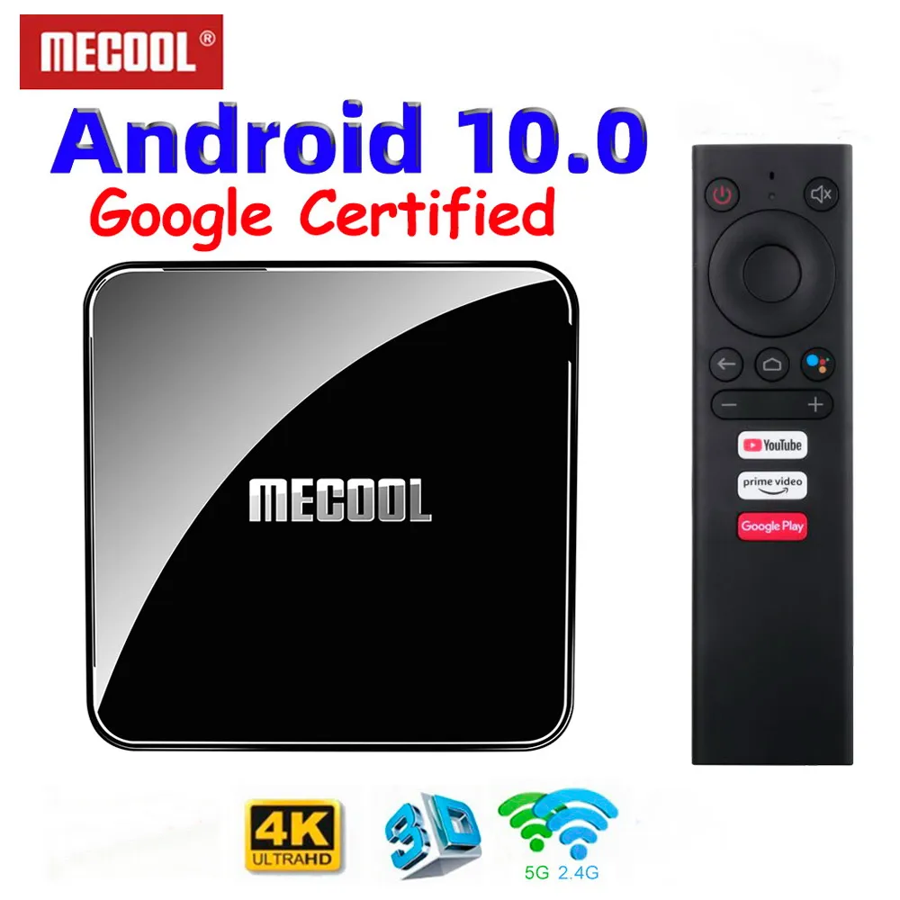 MeCool KM3 ATV TV Box 4GB RAM 128GB AndroidTV Google معتمد Android 10 Amlogic S905x2 4K المزدوج WiFi BT4.0 Set Topbox KM9 Pro