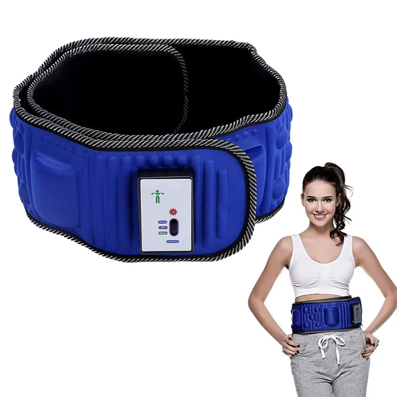 Body Slimming Belt Electric Vibrating Abdominal Muscle Trainer With 5 Motors Weight Loss Fat Removal Building Shaper 220111
