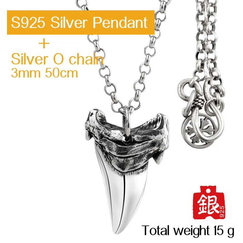 【Saint Laurent】サメの歯のペンダントネックレス 男性用のサメの歯のペンダントネックレス、Mygrillz Lj201016