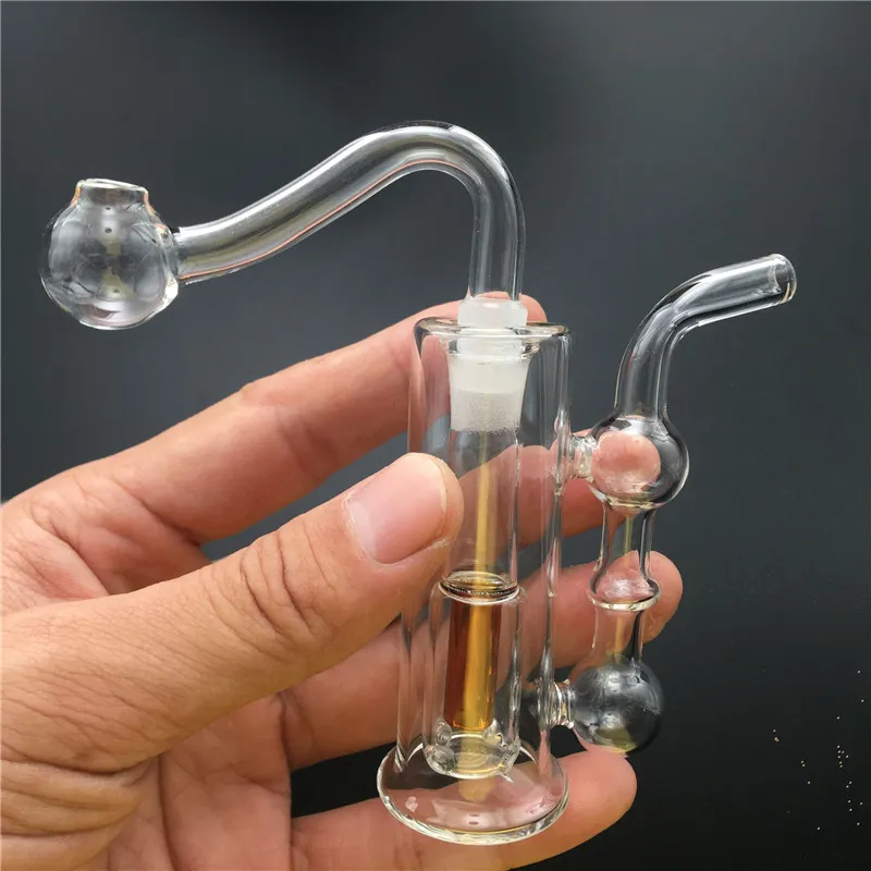 Tuyaux de brûleur à huile de verre 10mm 10mm Tuyaux de main Bongs mini DAB RIG BONG TUYAUX D'EAU DE FUMIER