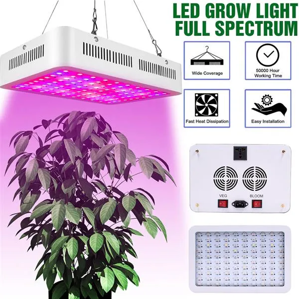 1500W High Intensity LED Dual Chips 380-730nm Full Light Spectrum LED Växtväxt Lampa Vit Grow Lights