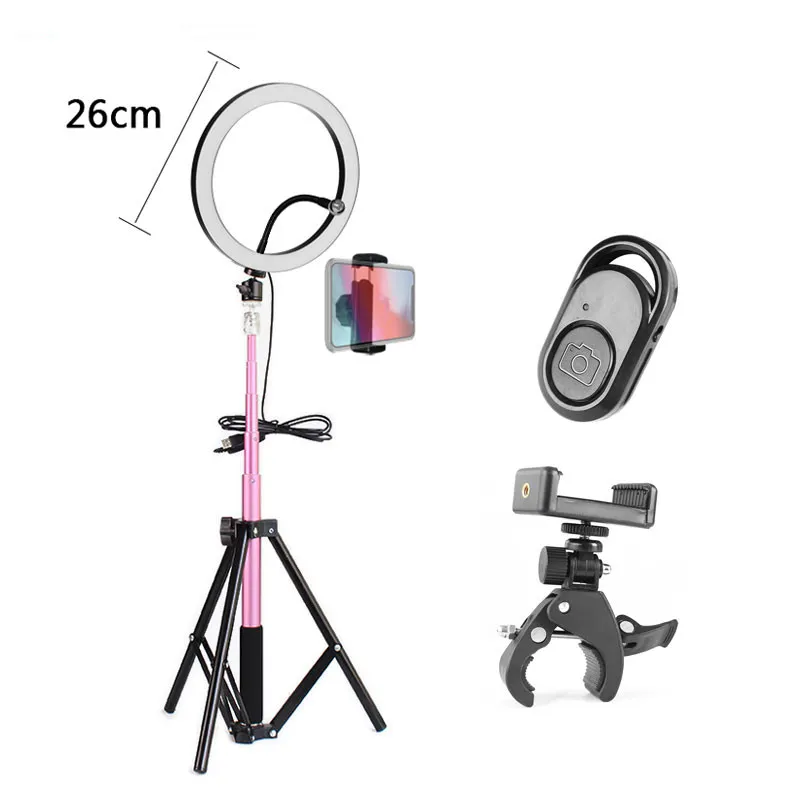 Ring Light 10 "26cm Anulare Make-up Lampada Dimmerabile LED Ring Light con supporto per telefono treppiede per fotocamera Foto/Studio/Telefono/Video