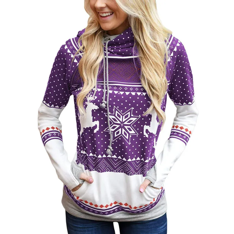 Women Christmas Hoodies Teenager 2020FW hooded Character Pattern Print Womens Trendy Casual Party Sweatshirts Hot Sale