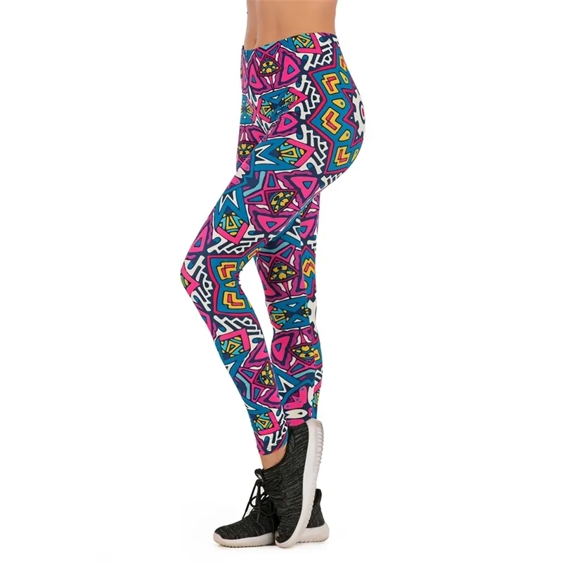 Brands Women Fashion Legging ethnic princess Printing leggins Slim legins High Waist Leggings Woman Pants LJ201006