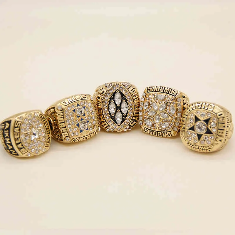 set 1971 1977 1992 1993 1995 Cowboys Championship Ring SIZE 11 Souvenir Men Fan Gift Wholesale Drop Shipping