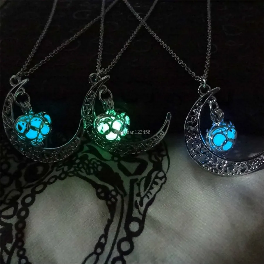 Glow in the Dark moon Necklace fluorescence love Locket Necklaces women necklaces fashion jewelry will and sandy new