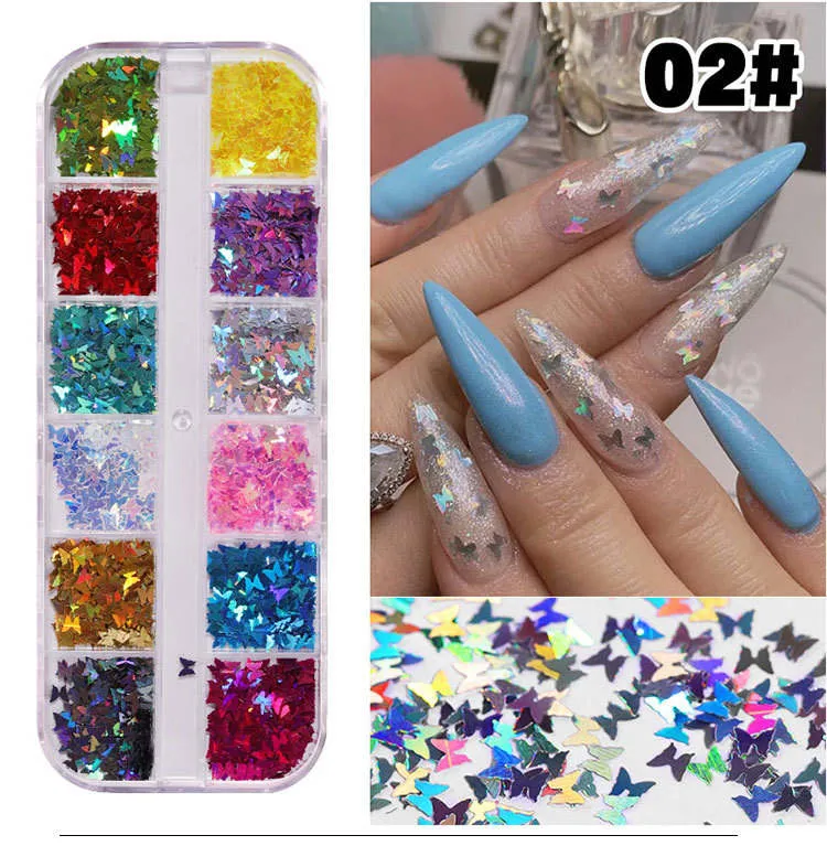 Holographic Silver Glitter Nail Art Sequins, Laser Glitters Nail Art  Flakes, 8 Designs Silver Powder Stars 3D Acrylic Nails Supplies for Women