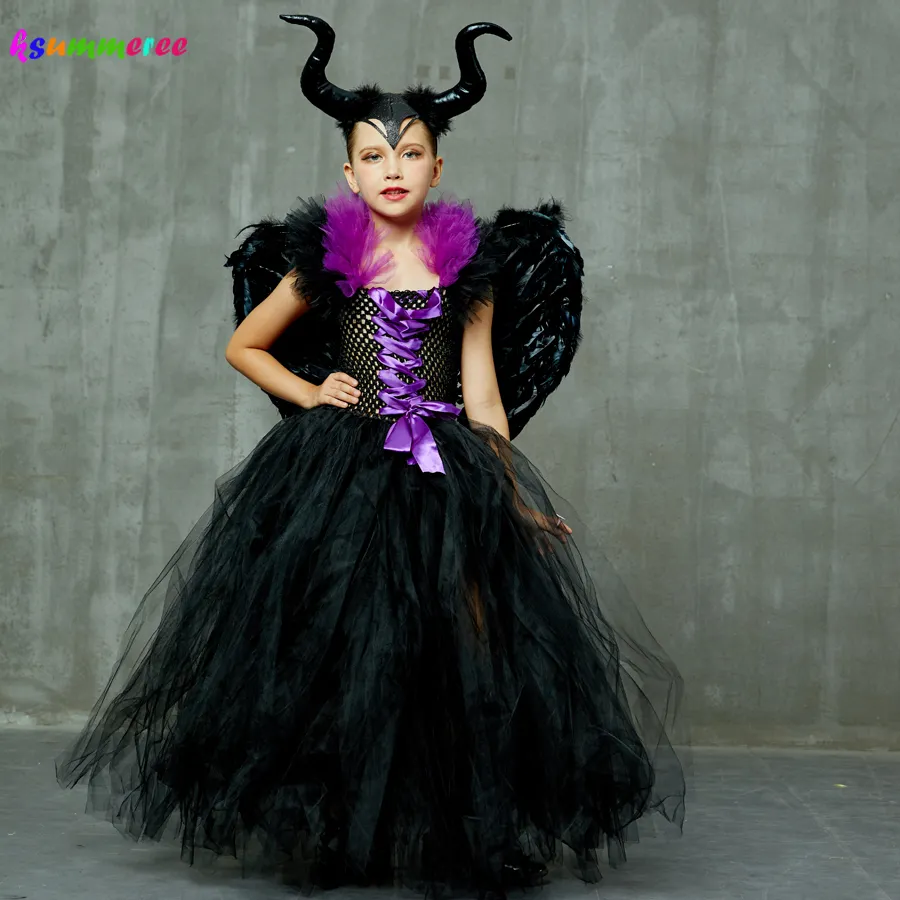 Maleficent Evil Queen Girls Halloween Batgirl Tutu Costume Costume Black  Christening Gown For Kids From Kong06, $12.16