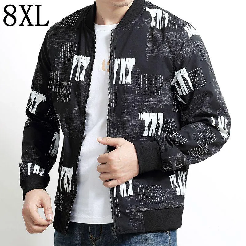 Mäns Jackor Storlek 6XL 7XL 8XL Jacka Män 2021 Hip Hop Mens Bomber Loose Designs Man Coat Högkvalitativ Stand Collar Male