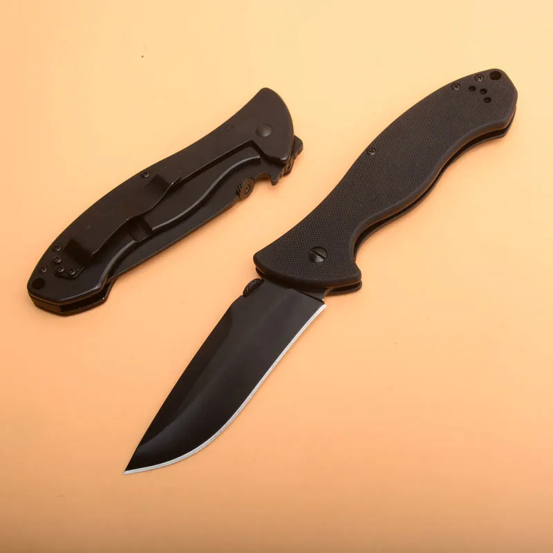 KS 6045BLK/6044BLK Folding Blade Knife 8Cr13 Titanium Coated Blade Black G10 Handle Pocket Knives With Retail Box