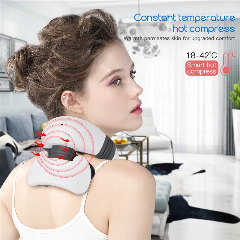 Massaggiatore cervicale per collo elettrico 3D Riscaldamento Strumento per alleviare il dolore Massaggio del corpo senza fili per tessuti profondi Assistenza sanitaria Rilassamento