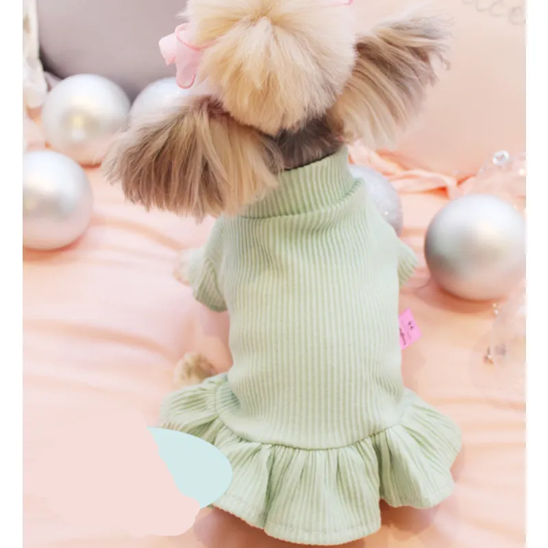 Mignon chien fête robe de mariée chat animal de compagnie jupe pull pour petites filles été coton Base chemise vêtements Costume LJ200923246S