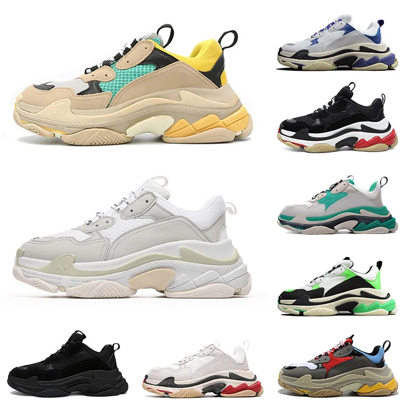 Högkvalitativ 17fw Triple s Desingers Sneakers för män Kvinnor Alla Svarta Vit Casual Skor Tennis Öka plattform Lady Luxurys Sko