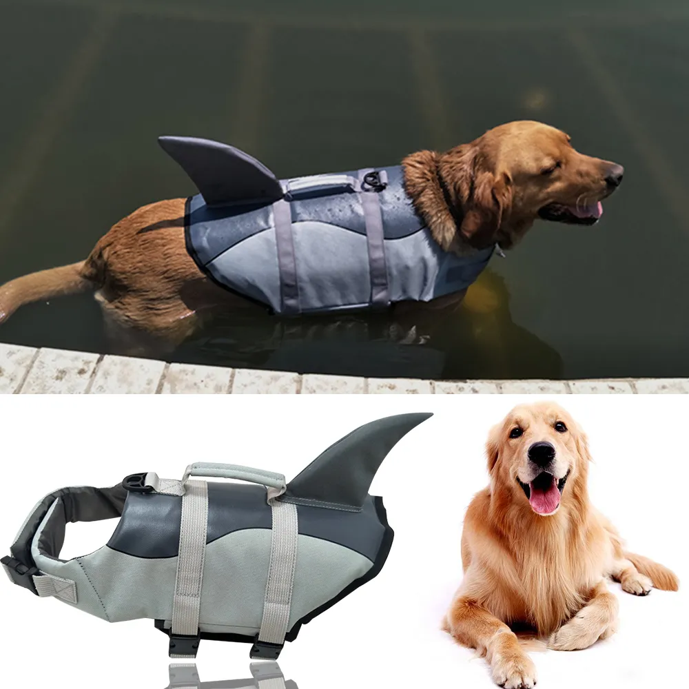 Pet Dog Life Jacket Mermaid Shark Design Clothes Life Vest Collar Harness Saver Pet Dog Swimming Preserver Summer Swimwear Y200922328m
