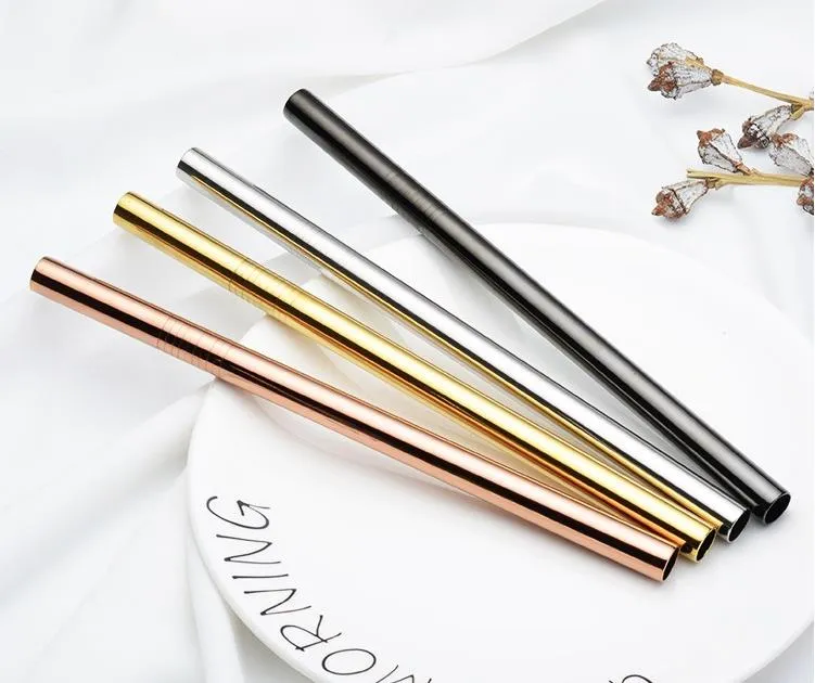 215mm Wide Stainless Steel Drinking Straws Reusable Colorful Boba Smoothie Milky Tea Metal Straw SN3270