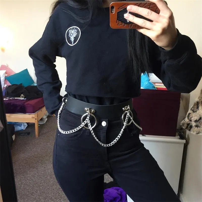 Sexy Leather Harness O Ring Chain Belt For Women Bondage Jeans Garter Punk Goth Body Harness Bondage Waist Belts Street Straps From Motopeace 46 39 Dhgate Com
